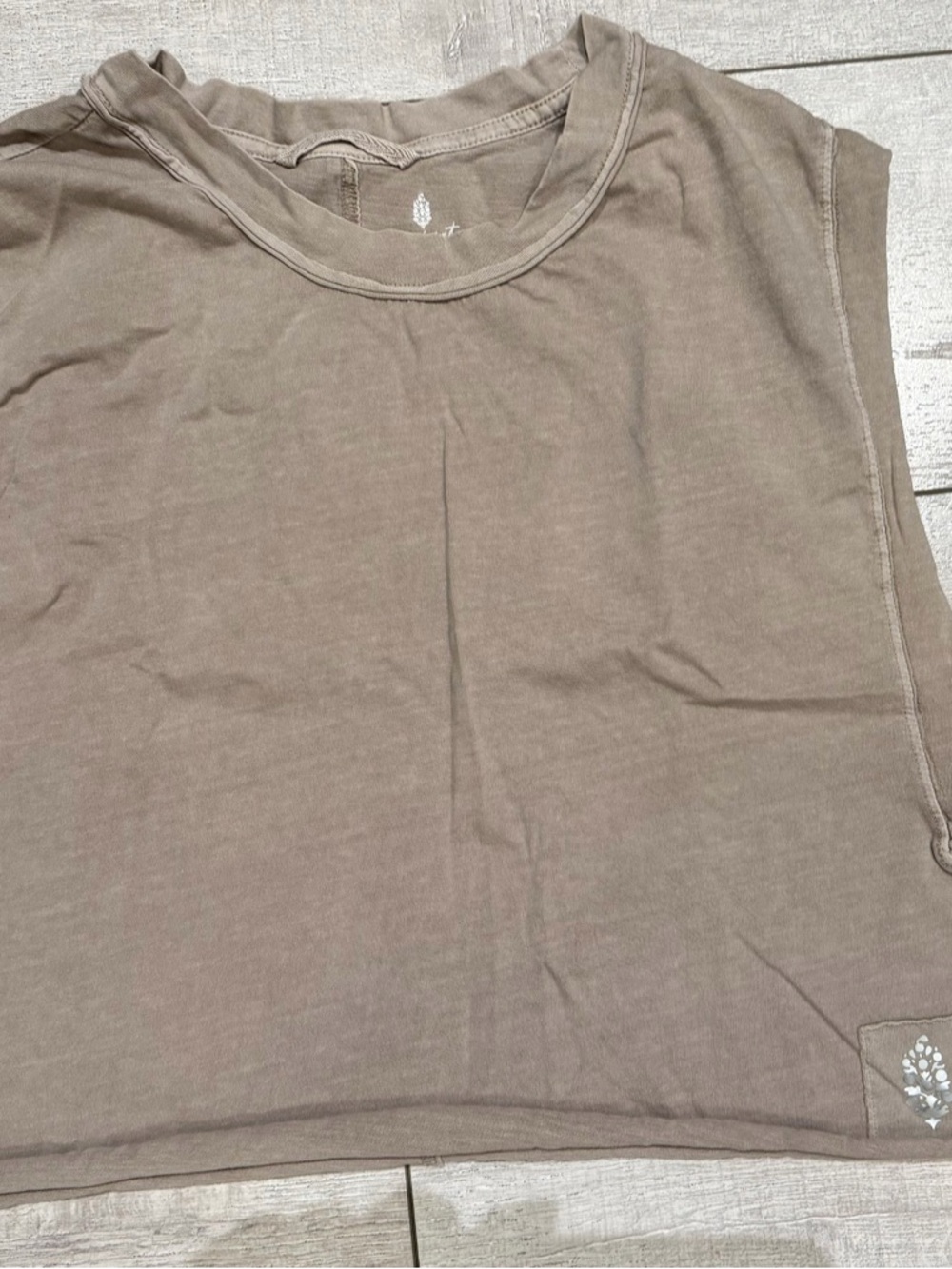 Free People Taupe Cropped Muscle Tank